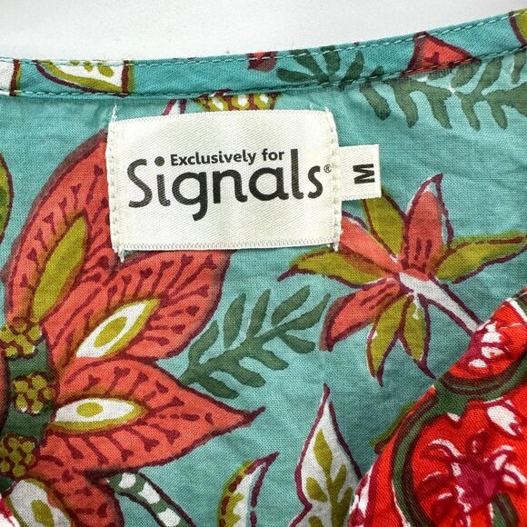 Exclusively for Signals Top Womens 3/4 Sleeve Floral Asymmetric Hem Multicolor M - Picture 5 of 10